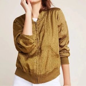 Maeve Olive Green Silky Bomber Jacket XXSP